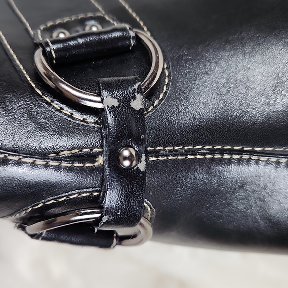 Merona, Women's Black Stick in heels with white top stitch and silver ha… - Picture 7 of 11